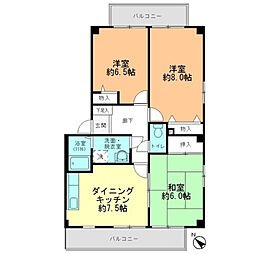 レジデンス馬木 2階3DKの間取り