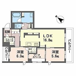 クリソベリル(BELLS認証) 4階2LDKの間取り