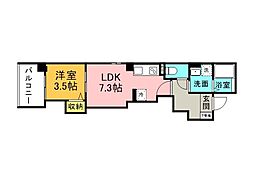 グレース十日市 8階1LDKの間取り