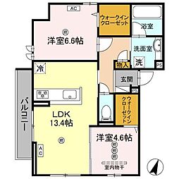 OLIVE GARDEN FUCHU 3階2LDKの間取り