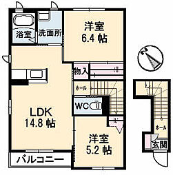 ラ・エスペランサ 2階2LDKの間取り