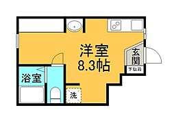 ポルトボヌール府中弐番館 1階ワンルームの間取り