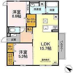 ＦａｎＴａｓｙ　Ｓｐａｃｅ矢野東 1階2LDKの間取り