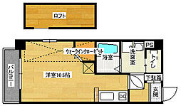KatayamaBLDG20 2階ワンルームの間取り