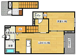 プリマヴェーラ・ｆ 2階1LDKの間取り