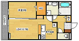 サンシスト 2階1LDKの間取り