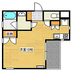 クリスタルコート 2階ワンルームの間取り