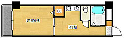 第1パークサイドマンション 2階1Kの間取り