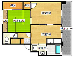 第1斉藤ビル2号棟 1階2DKの間取り