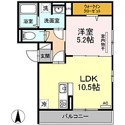 ヴェールビレッジ三戸 2階1LDKの間取り