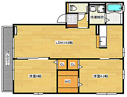 パークサイド中山I 1階2LDKの間取り