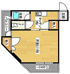 メゾンKR 4階1Kの間取り