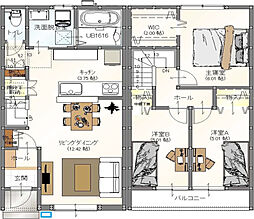 仮称)Afit長束　B 1階3LDKの間取り