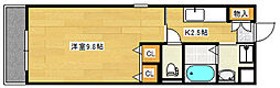 ラフォーレ西観音 3階1Kの間取り
