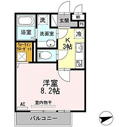 ジョイグリーン 1階1Kの間取り