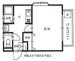 サファイアハイツ 1階1Kの間取り