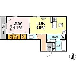 エクセレンス　フジ 1階1LDKの間取り