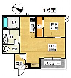 Regalest-Smart Luce 2階1LDKの間取り