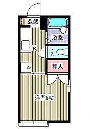 メゾンゆたか 2階1Kの間取り