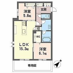 Yanagi　Takasu 1階2LDKの間取り