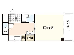 フラットモール 5階1Kの間取り