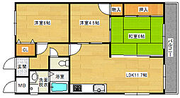 シャルマン財官II 4階3LDKの間取り