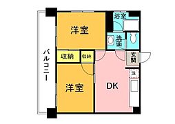 第2中村ビル 2階2DKの間取り