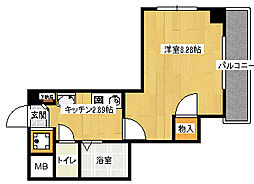 第21やたがいビル 3階1Kの間取り