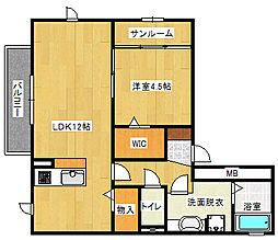 エルマーナ　B棟 3階1LDKの間取り