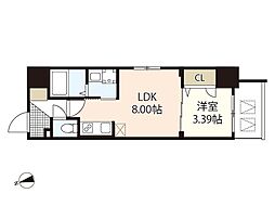 S-RESIDENCE観音公園aloria 5階1LDKの間取り