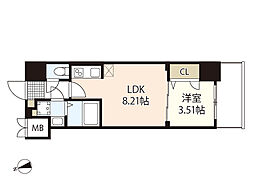 S-RESIDENCE観音公園aloria 10階1LDKの間取り