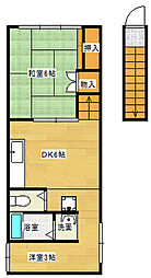 己斐本町貸家（己斐本町1丁目17-10） 2階2DKの間取り