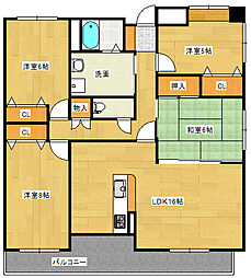 ロイヤルガーデン 9階4LDKの間取り