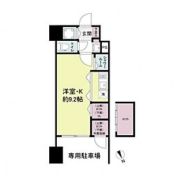 ブランシエスタ河原町 1階ワンルームの間取り