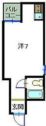 第一浜村ビル 4階ワンルームの間取り