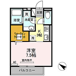 ジョイオレンジ 1階1Kの間取り