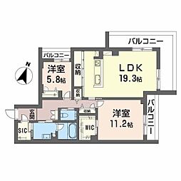 Junry-S 3階2LDKの間取り