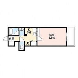 フォートレス 4階1Kの間取り