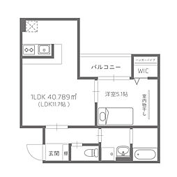 La vie Chouchou 大町 1階1LDKの間取り