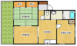 ディアスミドリA 1階3DKの間取り