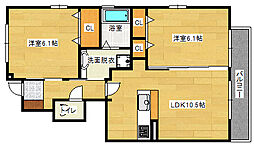グリーンスフィア 1階2LDKの間取り
