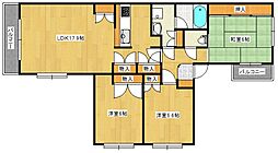 コーポSUN 2階3LDKの間取り