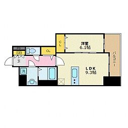プレサンス広島中央 6階1LDKの間取り