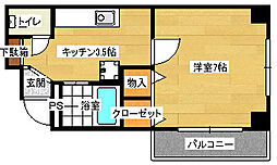 アペックスビル 4階1Kの間取り