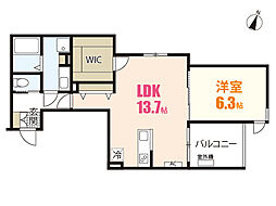 Flugel 304 3階1LDKの間取り