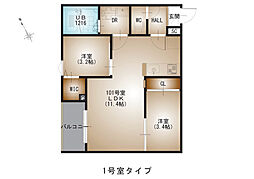 REGALEST-F 東観音 3階2LDKの間取り