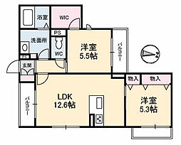 ガーデンコート長束 3階2LDKの間取り