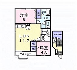 クレストール古谷 2階2LDKの間取り