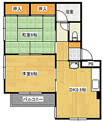 向洋細川ビル 303 3階2DKの間取り