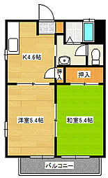 フレグランス高須（4丁目） 2階2Kの間取り